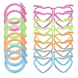 8PCS Straw Glasses, Drinking Eyeglasses Silly Straws Glass Loop in Cute Heart, Reusable Party Tubes for Adults, Fun Plastic Covers Cap for Birthday, Party Games, Annual Meeting, DIY Events (4 Colors)