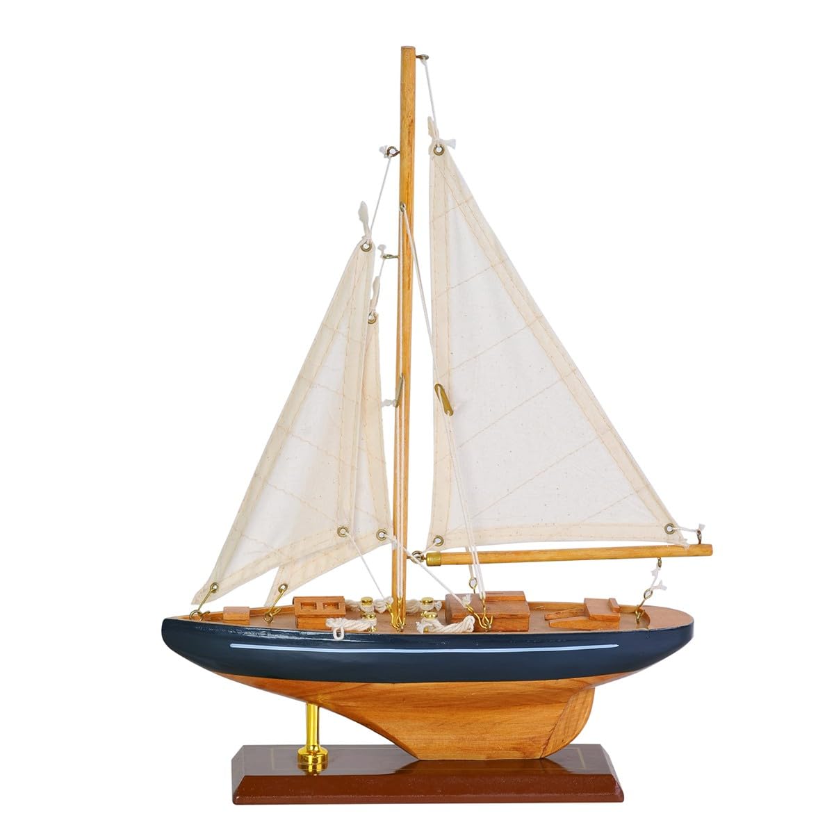 Générique Bateau VOILIER rétro Miniature Décoration Nautique en Bois sur Socle 34x25cm