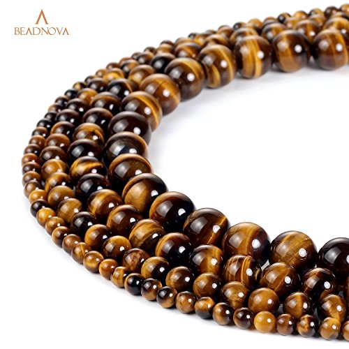 image for BEADNOVA 6mm Yellow Tiger Eye Gemstone Round Loose Beads for Jewelry M