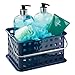 mDesign Stackable Plastic Storage Basket Bin with Handle for Organizing Hand Soaps, Body Wash, Shampoos, Lotion, Conditioners, Hand Towels, Hair Accessories, Body Spray, Mouthwash - Small - Navy Blue