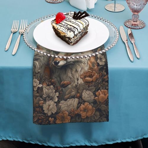 Servilletas de Tela con Animales y Flores 4 Piezas miniatura 4