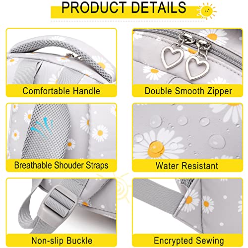 Girls Backpack with Lunch Box for Elementary Middle School,17 Inch Black Daisy Lightweight School Backpack with Lunch Bags Set for Girls4