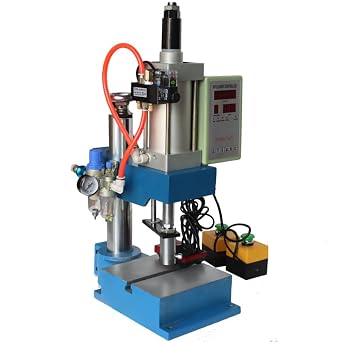 Pneumatic Punch Press Machine Desktop Punching Press Machine with Display Controller for Sheet Metal,Electrical Appliances,Instruments 660Lb/300kg Pressure 110V