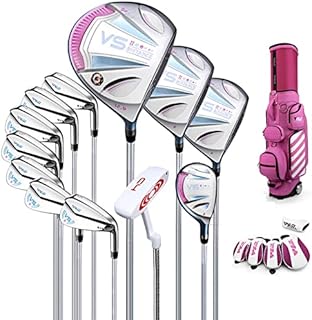 Ladies Golf Clubs, Beginner Full Set of Practice Sets, Titanium Alloy Driver Golf Sets, 12 Packs Including 3 Woods, 7 Irons, 1 Putter, 1 Ironwood, 1 Bag (pink Blue Color)