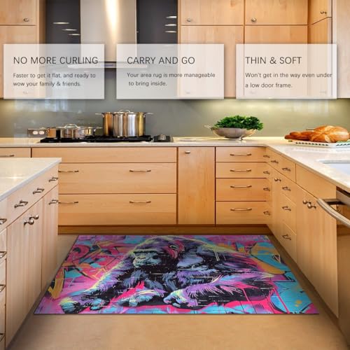 Tapis de cuisine moderne plat lavable motif graffiti néon - 5