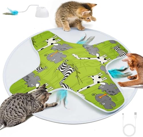 LONGJUMP Cat Toys, Cat Toys for Indoor Cats, Moving Concealed Feathers, Interactive Kitten Toys for Bored Indoor Adult Cats, Motion Activated, USB Rechargeable