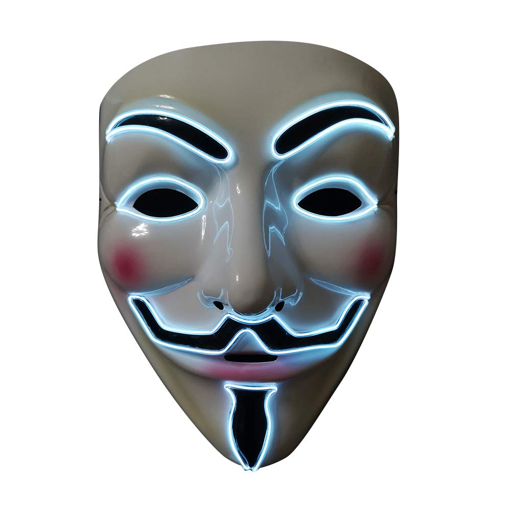 SOUTHSKY Light Masks LED Mask V Vendetta Mask EL Wire Lights Up for Halloween Costume Cosplay Party