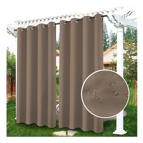 RevLie Vattenavvisande Gardiner Utomhus Värmeisolerande Gardiner Utomhusgardiner Med Ringar 1 Panel Solskyddsgardiner För Veranda Bakgård Skjutdörr 1 Piece, 153 * 182 cm(W*H)
