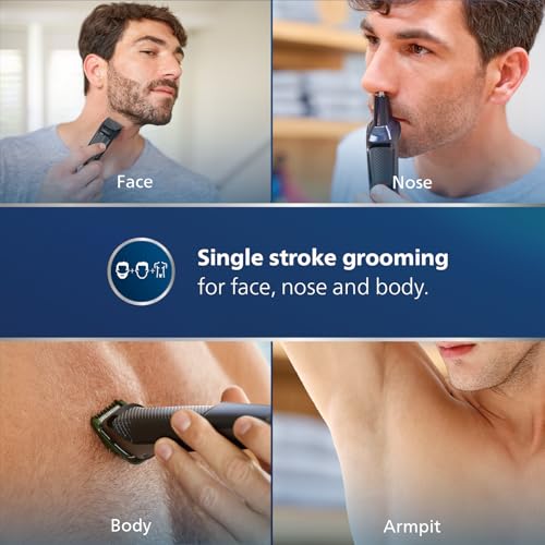 Philips India's No.1 Men's Trimmer| Self Sharpening Blades| Single Stroke Grooming I 9 in1 Face, Nose and Body I 3 year warranty | Powerful motor| I No Oil Needed I 60 min... - Image 5