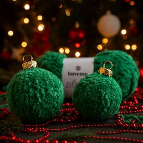 Image of Plush Faux Fur Bulky Yarn, Super Soft Fluffy Fuzzy for Knitting Crocheting Crafting, 100 Gram (3.53 Ounces) 109 Yards (100 Meters) (Pine Green)