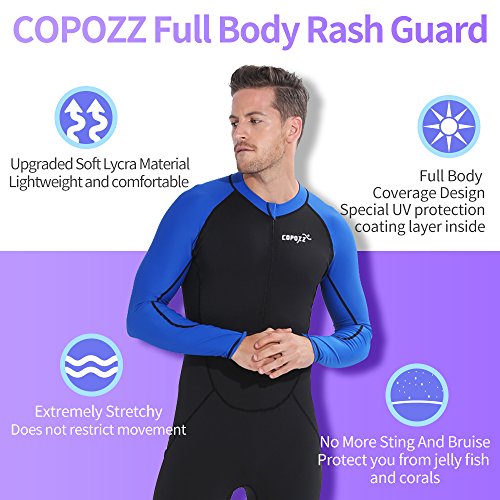 Copozz Diving Skin, Men Women Youth Thin Wetsuit Rash Guard- Full Body Uv Protection - For Diving Snorkeling Surfing Spearfishing Sport Skin (Black/Navy-Blue, Xxx-Large For Men) #TOP3
