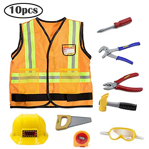 Mizzuco Kids Construction Worker Costume for Halloween Role Play Worker Play Pretend Costume