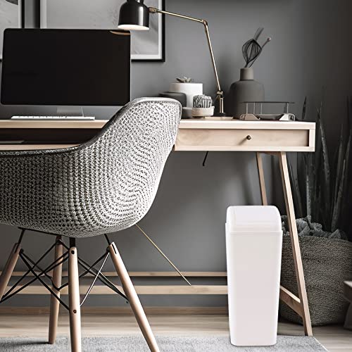 Image of Esdiplot 3.5 Gallon Plastic Trash Can with Swing Top Lid | Slim Swing Lid Garbage Bin Wastebasket for Bathroom