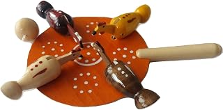 New wooden chicken pecking toy hen eating seeds handmade lathed toy (Orange)