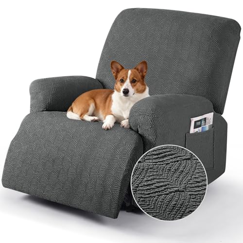 Image of Timeles Recliner Covers Extra Wide Recliner Chair Cover Reclining Sofa Slipcovers for Pet&Kid,Stretch Soft Washable (One-Seater Oversized, Dark Gray)