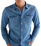 Wrangler Męska koszula westernowa, Mid Light Wash, XXL