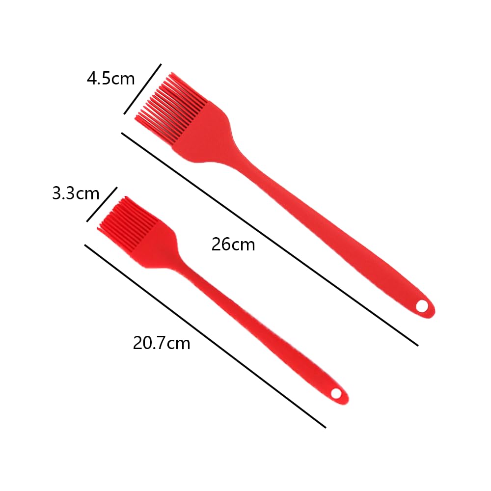 LannuMet 2pcs Silicone Basting Brush Pastry Brush Heat-Resistant Cooking Brush for Spread Oil Butter Sauce,Grill,Marinade,Red