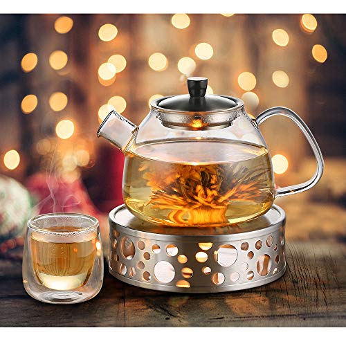 Glastal Theelichtje, theewarmer, koffiewarmer van roestvrij staal met theelichthouder, theelicht en theepot zijn niet… - Image 6