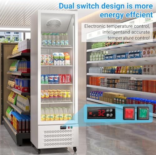 Image of Commercial Refrigerators, Beverage Fridge with Glass Door, Double Front Panel Design, Mobile Display Merchandiser