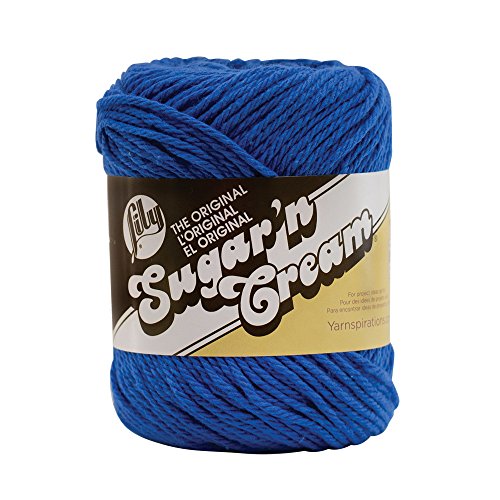 LilySugar 'N Cream The Original Solid Yarn, 2.5oz, Medium 4 Gauge, 100% Cotton - Blue - Machine Wash & Dry