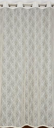Image of Fabrilia Premium Cream Net Curtains Set of 2 | Sheer Leaf Pattern Drapes for Window 5 feet Long | Semi Transparent Lace Curtain for Living Room, Bedroom & Balcony
