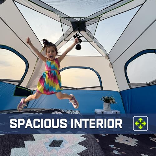 Image of 4 /6 /8 /10 Person Instant Tent, Waterproof Pop Up Tents for Camping with Rainfly, 60 Seconds Easy Setup, Automatic Cabin Tent for Family Camping with Expandable Carry Bag & Upgraded Ventilation