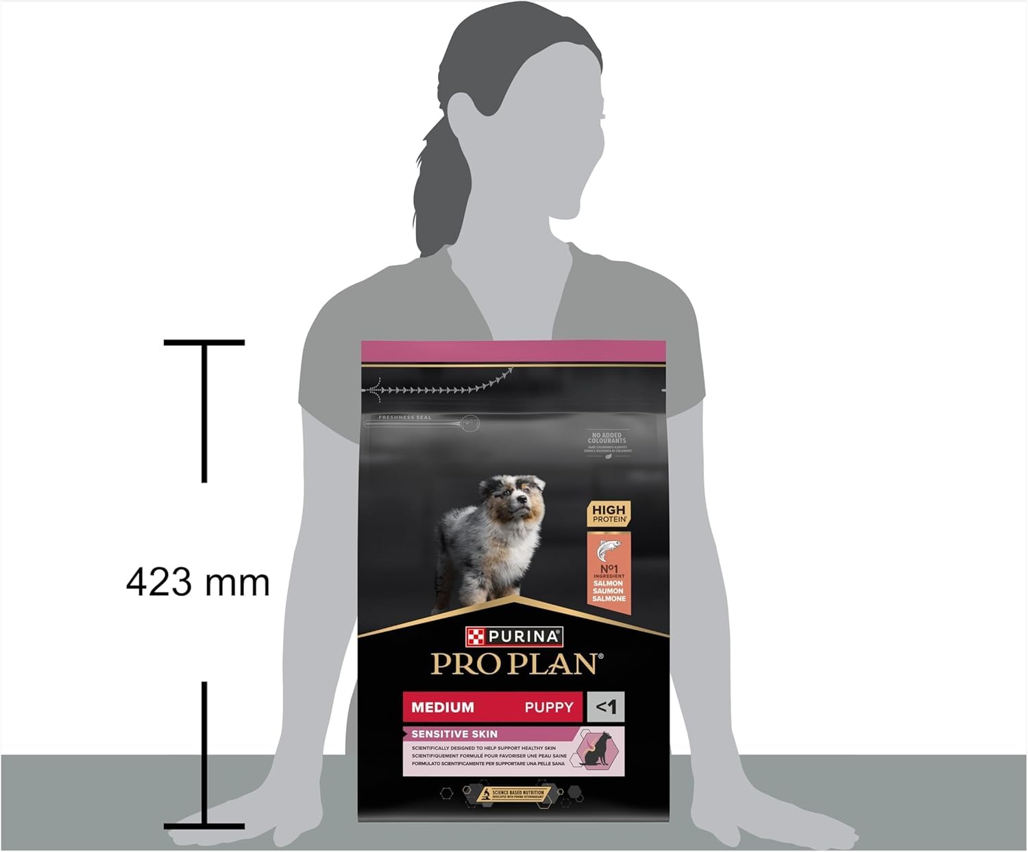 PURINA PRO PLAN | Sensitive Skin | Croquettes complètes pour chiot de moyenne taille | Favorise une peau saine et un pelage brillant | Au Saumon | Croquettes | Sac | 3 Kg