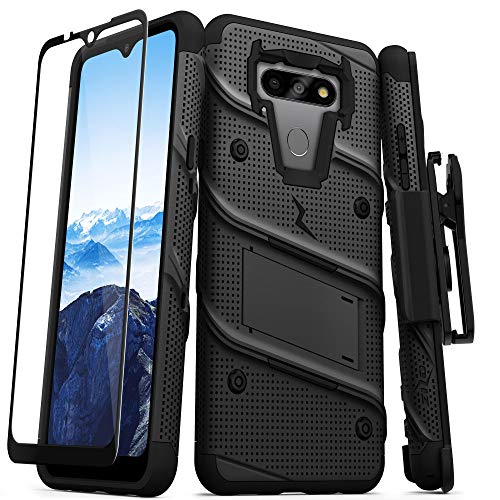 ZIZO Bolt Series for LG Fortune 3 Case with Screen Protector Kickstand Holster Lanyard - Black & Black