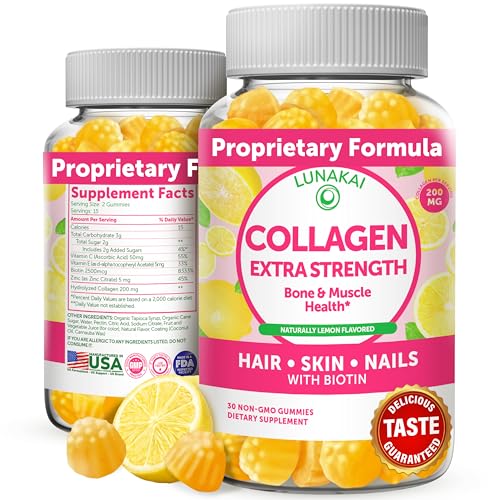 Collagen Gummies for Women and Men with Biotin Zinc Vitamin C and E - Anti Aging, Hair Growth, Skin Care Collagen Supplements - Non-GMO, Gluten Free - 30 Collagen Gummy Vitamins - 15 Days Supply