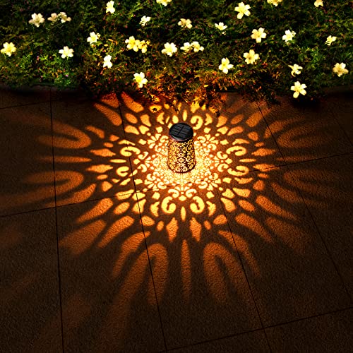 Solar Lantern - Hanging Solar Lights Outdoor Waterproof, Metal Lantern Decorative Solar Powered Patio Decor For Garden Yard Backyard Porch Table Pathway Tree Lighting, Cool/Warm Light, 2 Pack #TOP6