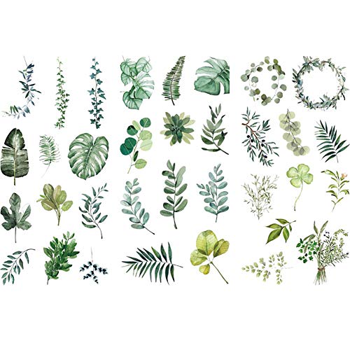 CAOLATOR Sticker Blätter Grün Aufkleber Deko Mädchen Papier Stickerbögen für Scrapbooking Fotoalbum Stickerbuch Stickeralbum Tagebuch Notizbuch Kalender Dekoration