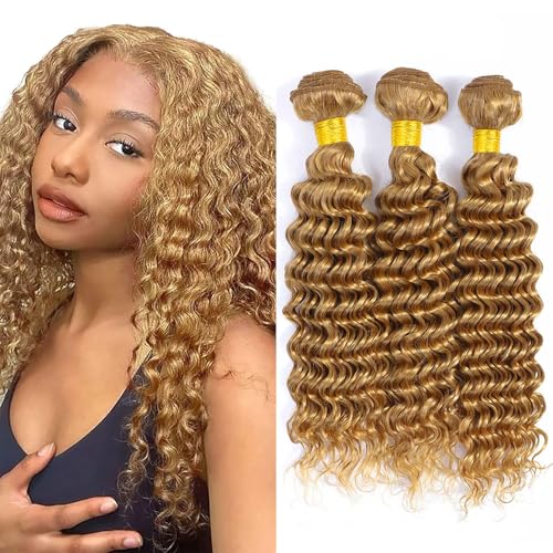 Honey Blonde Bundles Color #27 Deep Wave Human...