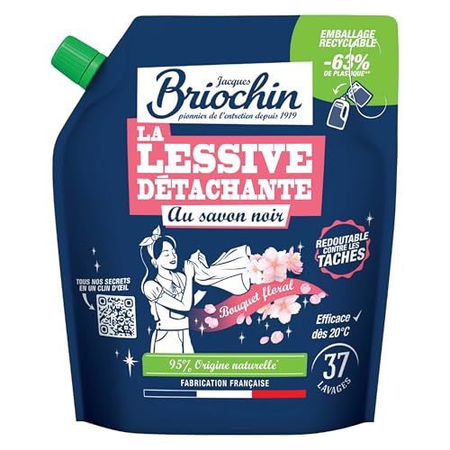 BRIOCHIN Recharge Lessive au Savon Noir Détachante, 37 lavages