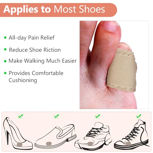 Image of Nuanchu 60 Pieces Bunion Cushions Self-Adhesive Bunion Pads Foot Callus Patches Foot Blister Shoe Accessories Women Men Feet Heel Protector Pads(Khaki,M)