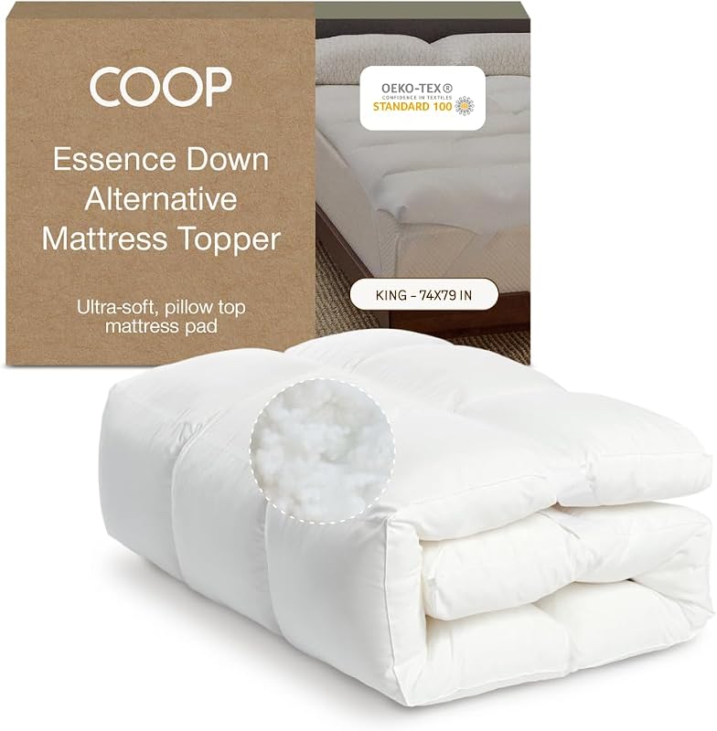 Essence Down Alternative Mattress Topper King, Plush 2-Inch Gusset and Baffle Box Design for Even Support and Comfort, Premium Bed Topper for Pressure Relief, Oeko-TEX Certified