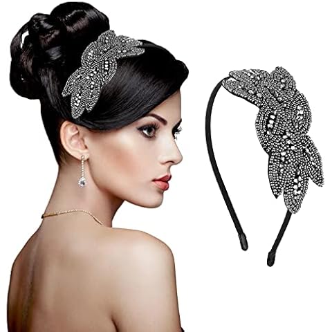 Diademas Sibba con diseño vintage de los años 20 y diamantes de imitación Cover