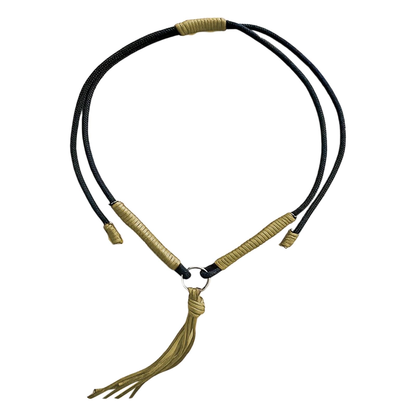 Horse Training Collars Decorative Neck Rope Adjustable Fit for Barrel Racing Heavy Duty Horse Accessory- Khaki