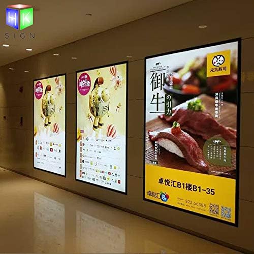HKSIGN A0 Wall Mounted Black color Aluminum Snap Clip Frame Advertising Menu Board Display Led Light Box Sign (2pcs a lot) [Energy Class A+++]