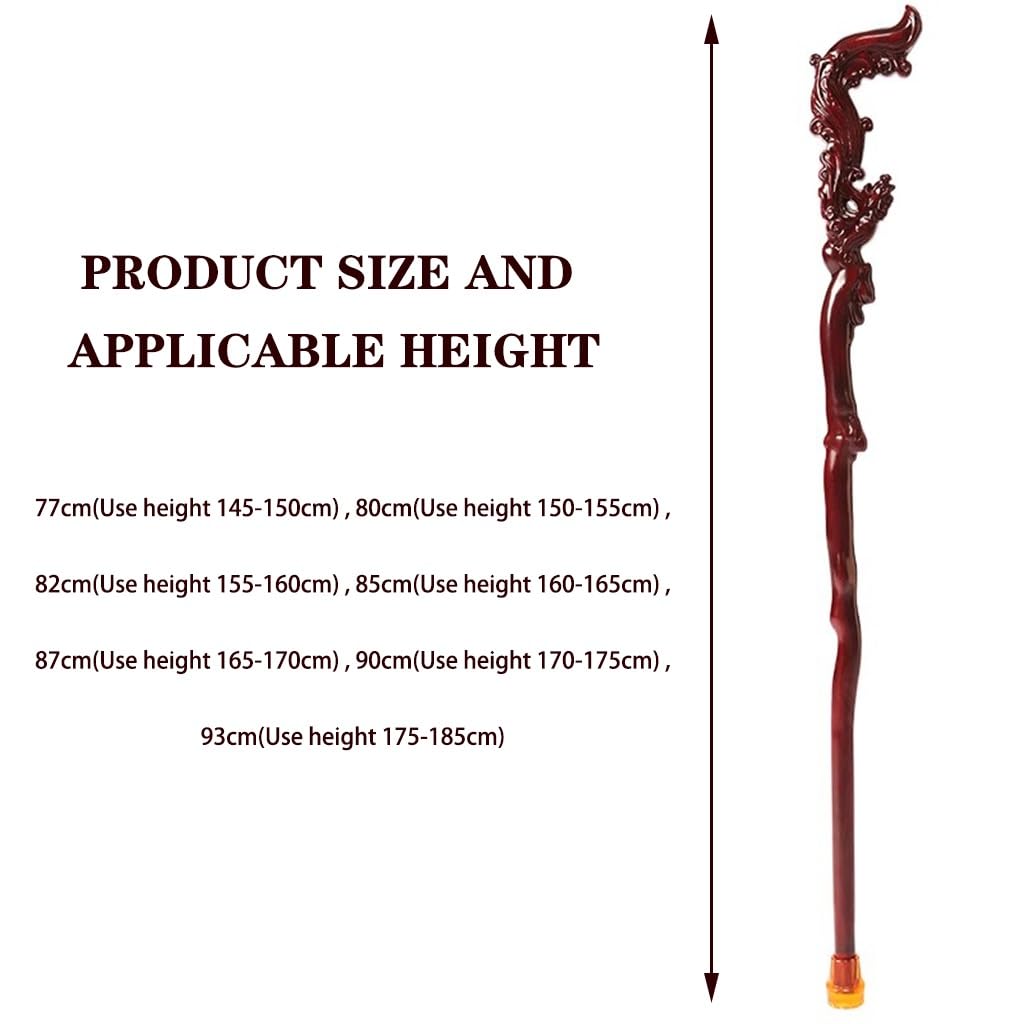 Piękna laska w kształcie feniksa dla kobiet, ręcznie rzeźbiona drewniana laska wspomagająca ruch, urodzinowa(87Cm(Use Height 165 170Cm))