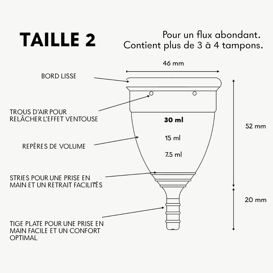 Lunette Coupe Menstruelle en Silicone Médical | Jusqu'à 12 h de Confort, Réutilisable jusqu'à 10 Ans, Sans BPA, Fabriquée en Finlande, Taille 2 Pink