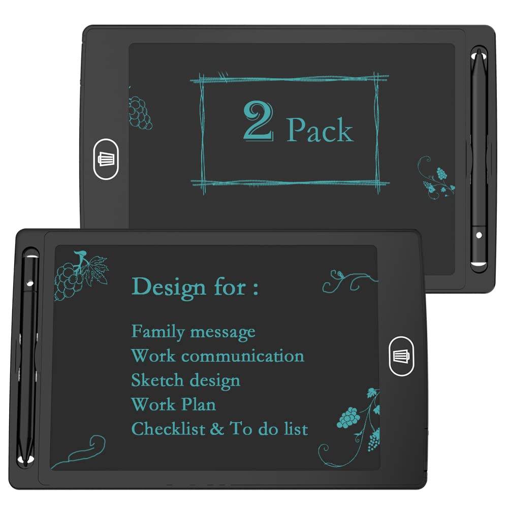 [2 Pack] 8.5 Inches LCD Writing Tablet with 2 Magnets,TIQUS Magnetic Electronic Ewriter (Single Color Black)