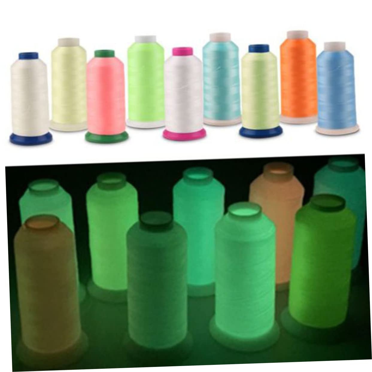 NUOBESTY 2pezzi Filo Da Cucito Luminosa Yards in Rosa Per Ricamo e Cucito Illumina Al Buio Per Ore Per Creazioni Artistiche e Progetti Fai Te