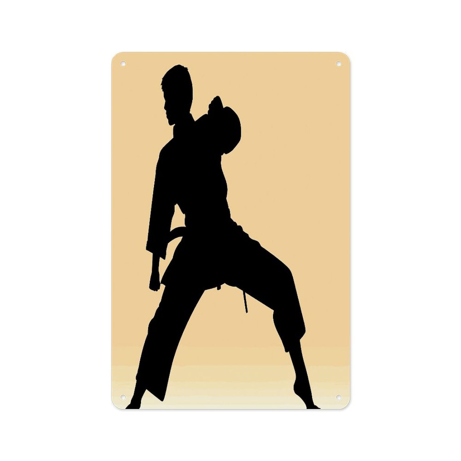 Fekiloot Men's Style Karate Silhouette Wall Decor Metal Signs Tin Signs Poster