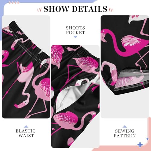 Flamingo Love Heart Boys Long Pants Soft Trousers Elastic Waist Kids Lounge Bottoms with Pockets S-XL4