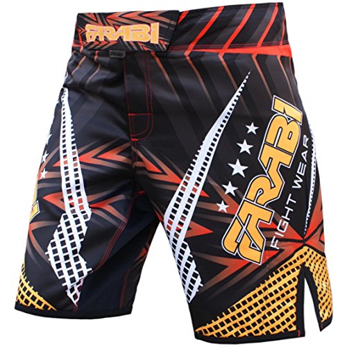 FARABI MMA Boxeo Kickboxing Muay Thai Mix Jaula de Artes Marciales Combate, Entrenamiento de Gimnasio, Ropa Pantalones Cortos (Amarillo Negro, pequeño)