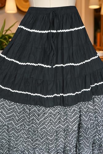 Image of Premium Long Skirt | Stylish Long Crushed Cotton & Unique Prints | Floor Length Skirt for Women | Elastic Waist Premium Maxi Skirt - Comfortable Casual Wear