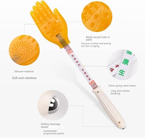 Miniatura 1 de Pai Sha Board Multifunción Pai Sha Board Silicona Cinco Dedos Meridiano palmaditas Pequeña Mano Amarilla Masaje de Silicona Masaje Stick