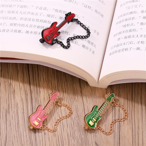 Image of Guitar Tassel Chain Brooch Pin Cute Enamel Musical Instrument Badges on Backpack Guitar Brooches Badges Pins Present Gifts Accessories Brooch