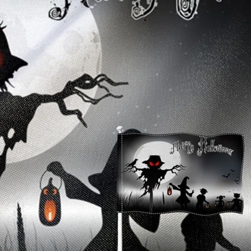 YongFoto Halloween Flag 5x8ft Double Sided Burlap Scary Evil Scarecrow