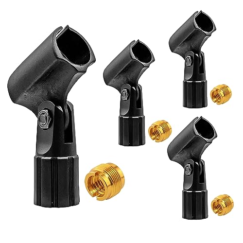 5 Core Pencil Microphone Clip Holder Black Angle Adjustable Slim Condenser Mic Adapter + Universal 5/8